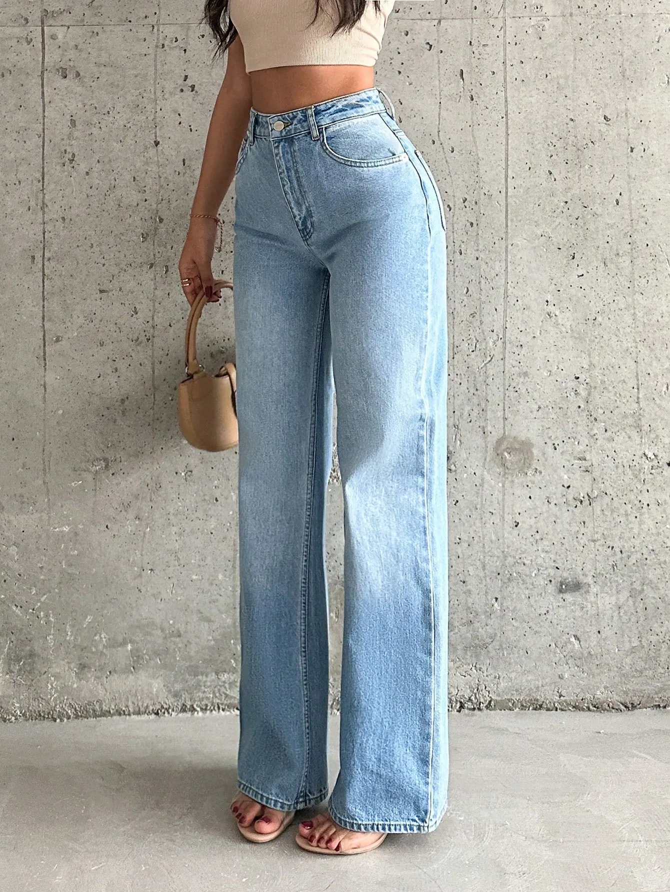 Light Blue Fade Wash Wide Leg Jeans