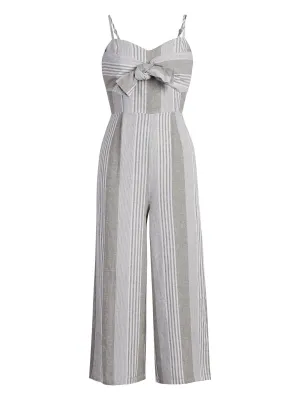 Linen-Blend Bow-Front Wide-Leg Jumpsuit