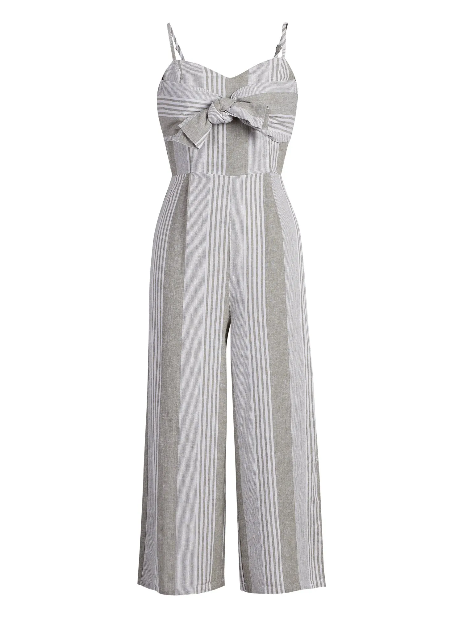 Linen-Blend Bow-Front Wide-Leg Jumpsuit