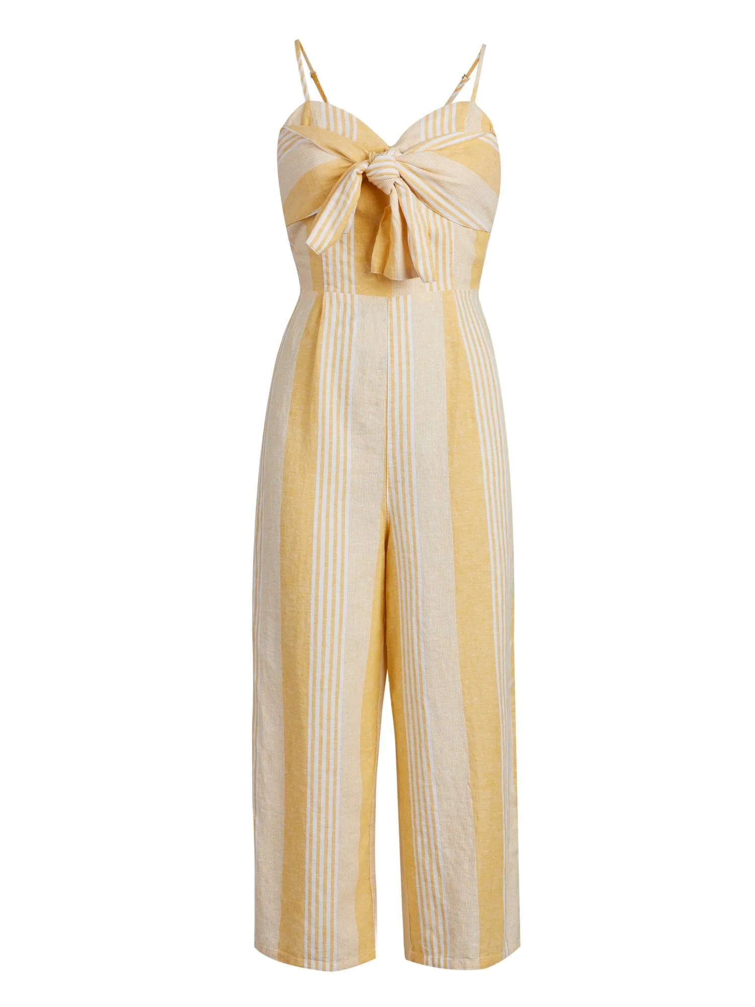 Linen-Blend Bow-Front Wide-Leg Jumpsuit