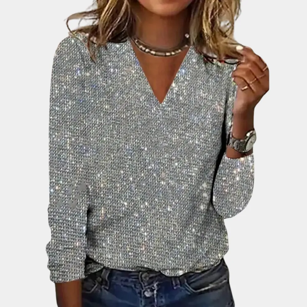 Lucy | Glitter V-neck Top