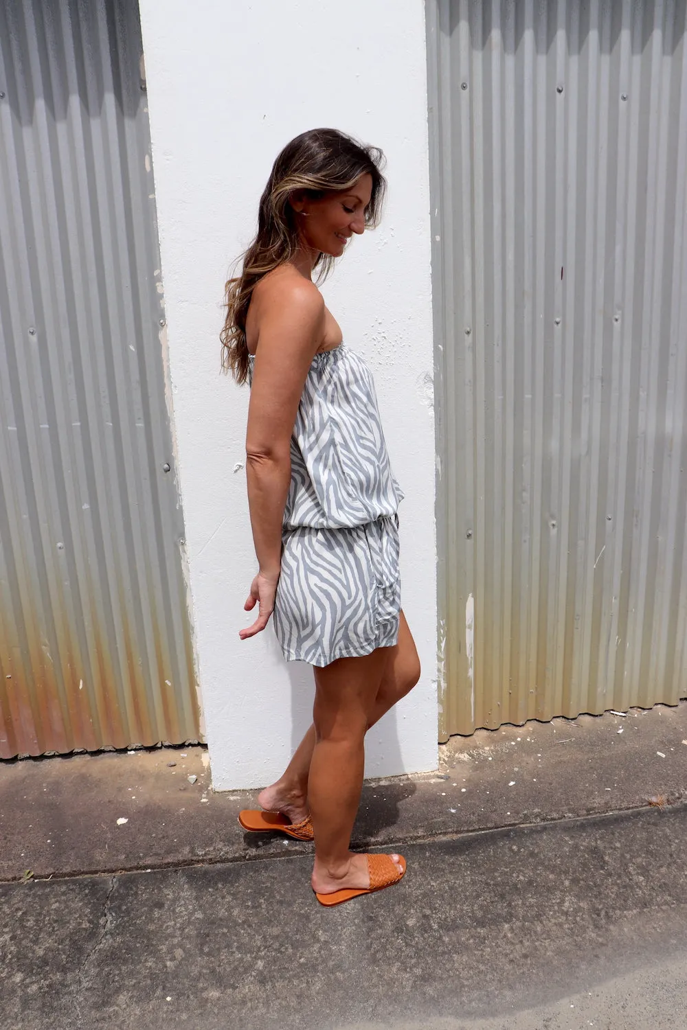 Maldives Short Jumpsuit In Zebra Grey