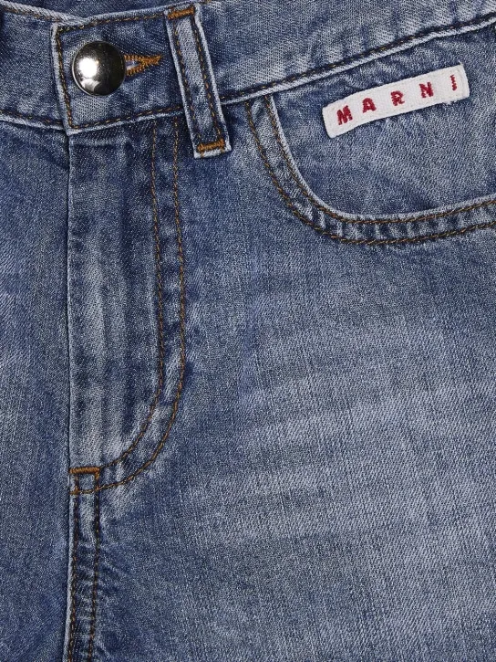 Marni Junior   Light denim shorts w/ logo patch 