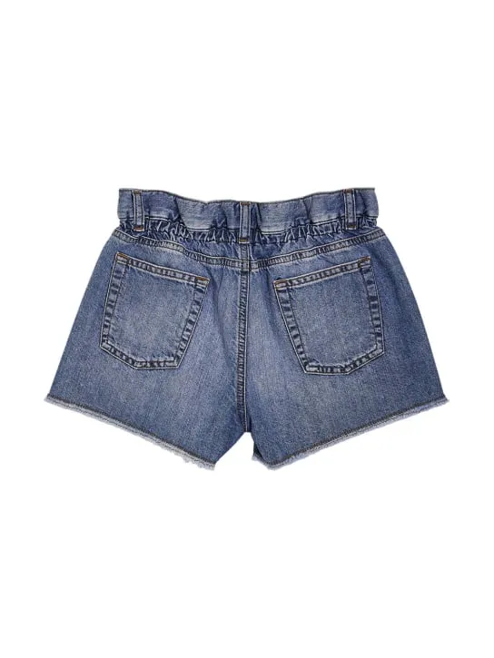 Marni Junior   Light denim shorts w/ logo patch 