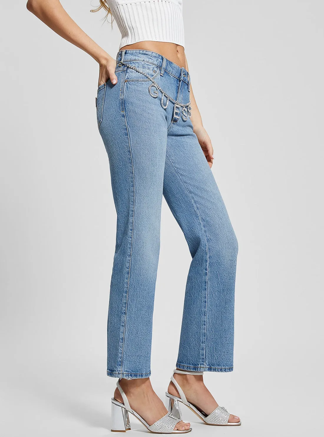 Mid-Rise Sexy Straight Leg Jeans in Light Wash