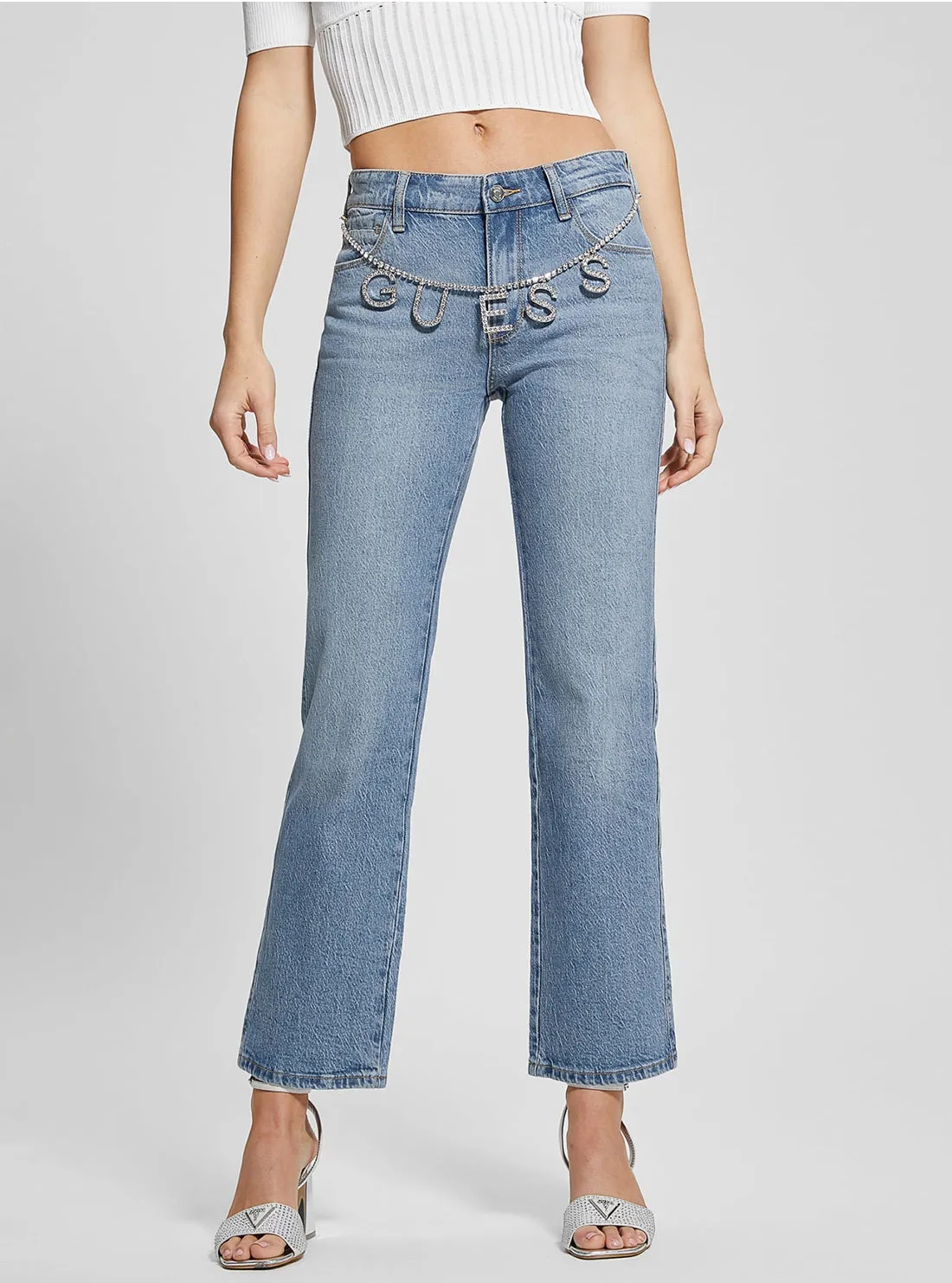 Mid-Rise Sexy Straight Leg Jeans in Light Wash