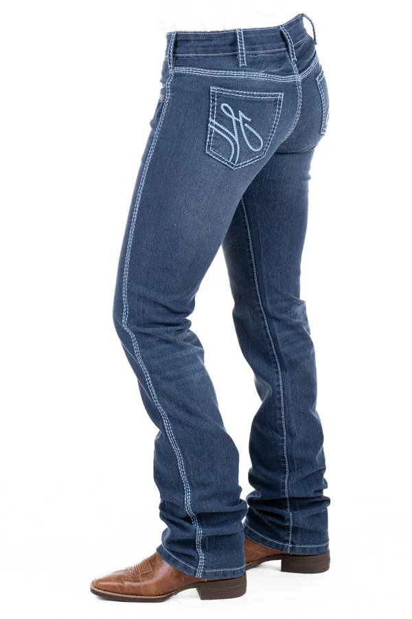 Mid Rise - SR2197 "Montana" Baby Blue Stitch Jeans