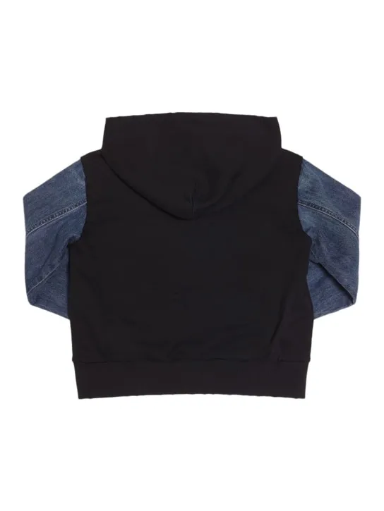 MM6 Maison Margiela   Cotton jersey &amp; denim hoodie 