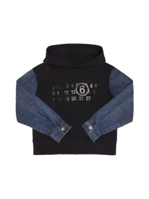 MM6 Maison Margiela   Cotton jersey &amp; denim hoodie 