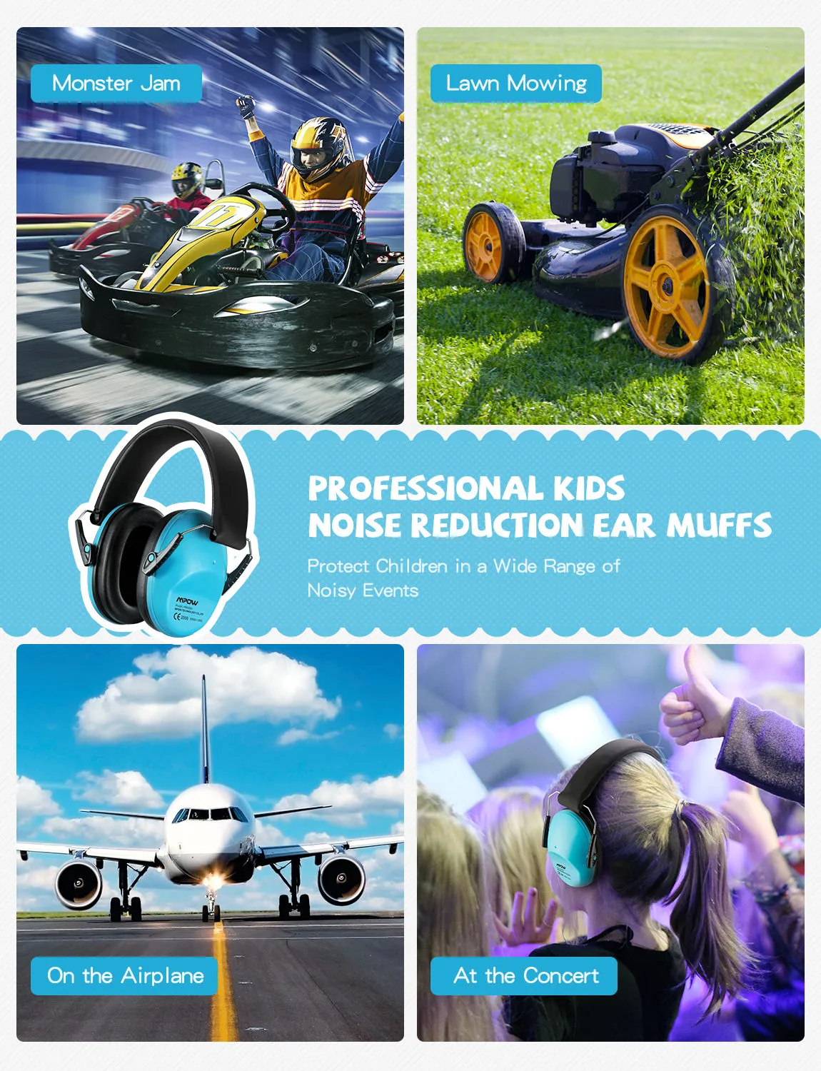 MPOW HM068A Kids Ear Protection, NRR 25dB Noise Reduction Ear Muffs