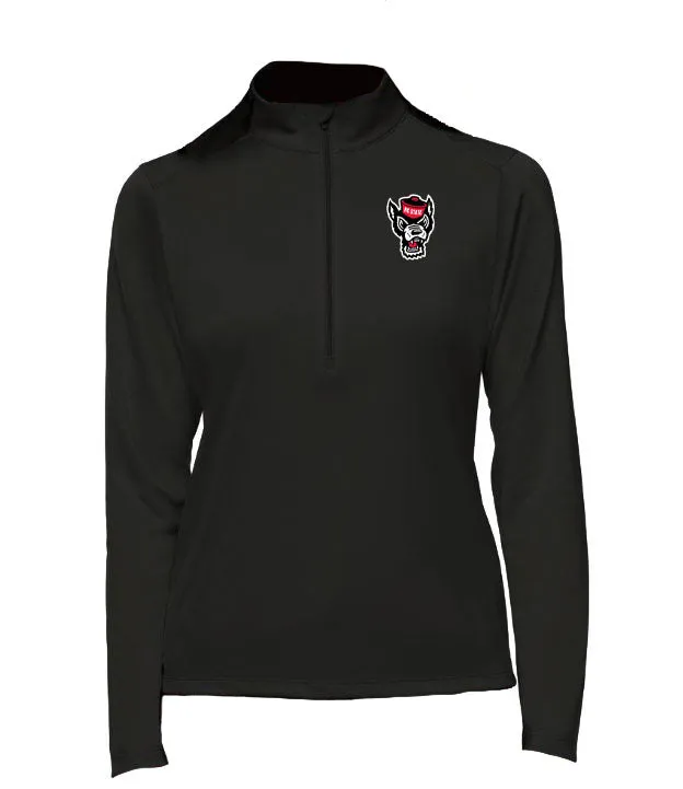 NC State Wolfpack Women's Black Wolfhead Tribute 1/4 Zip Pullover