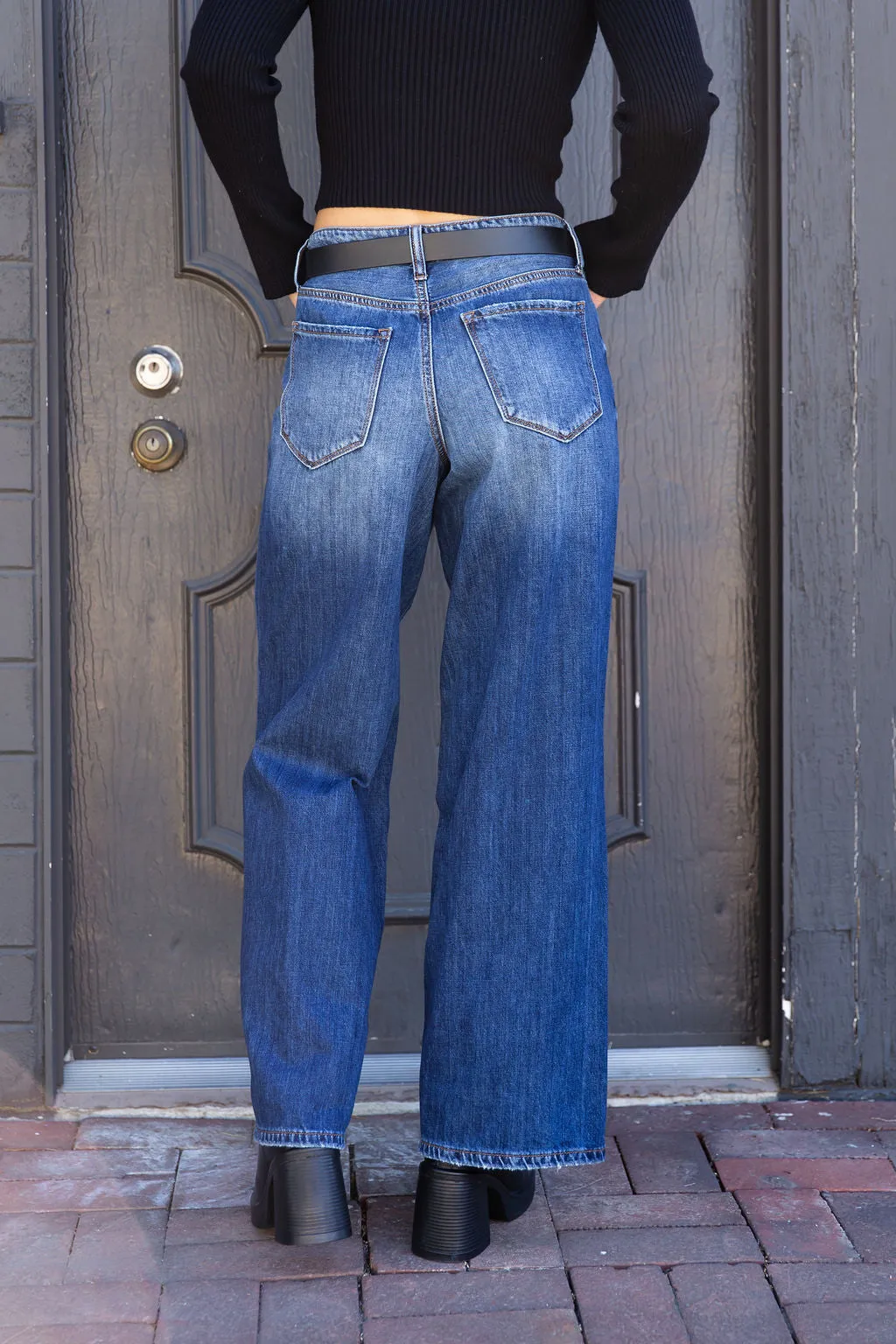 Nectar Premium Denim: The Olivine Wide Leg Dark Wash Jeans