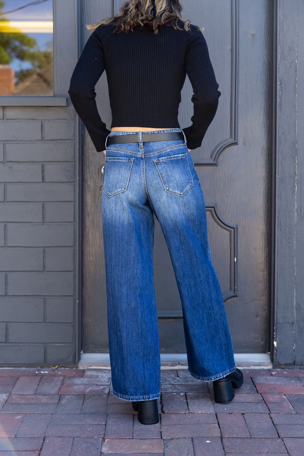 Nectar Premium Denim: The Olivine Wide Leg Dark Wash Jeans