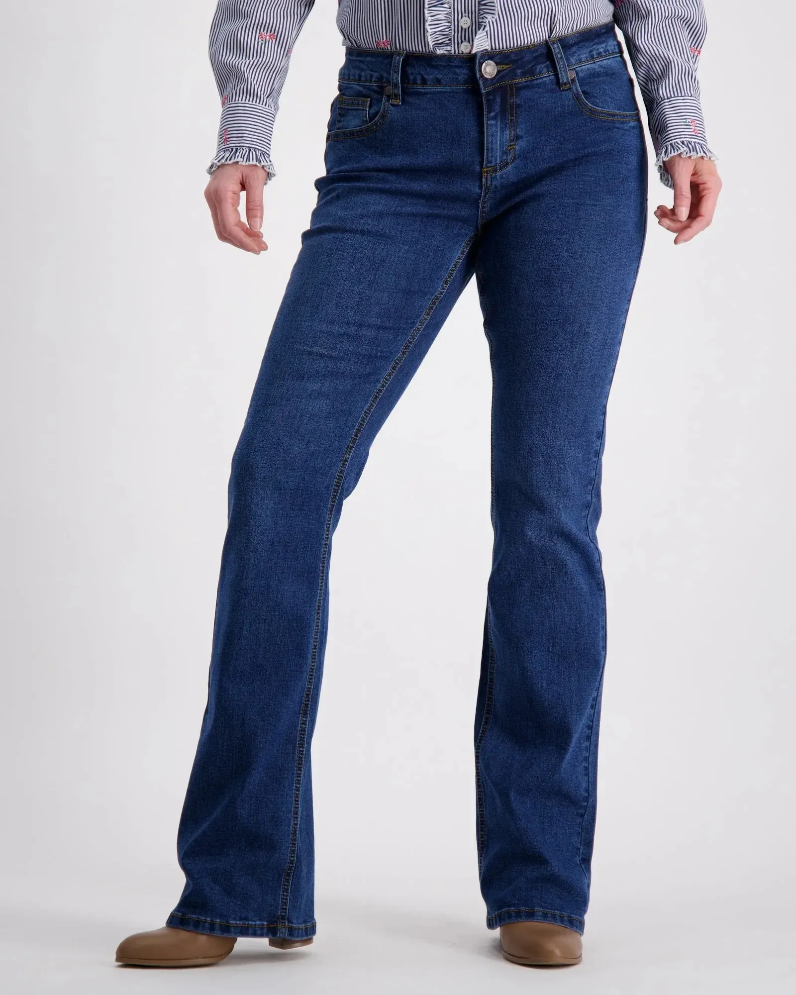 OBFilly 2.0 Blue Stonewash Womens Jeans - Boot Cut