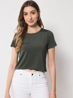 Olive Solid Crop Top