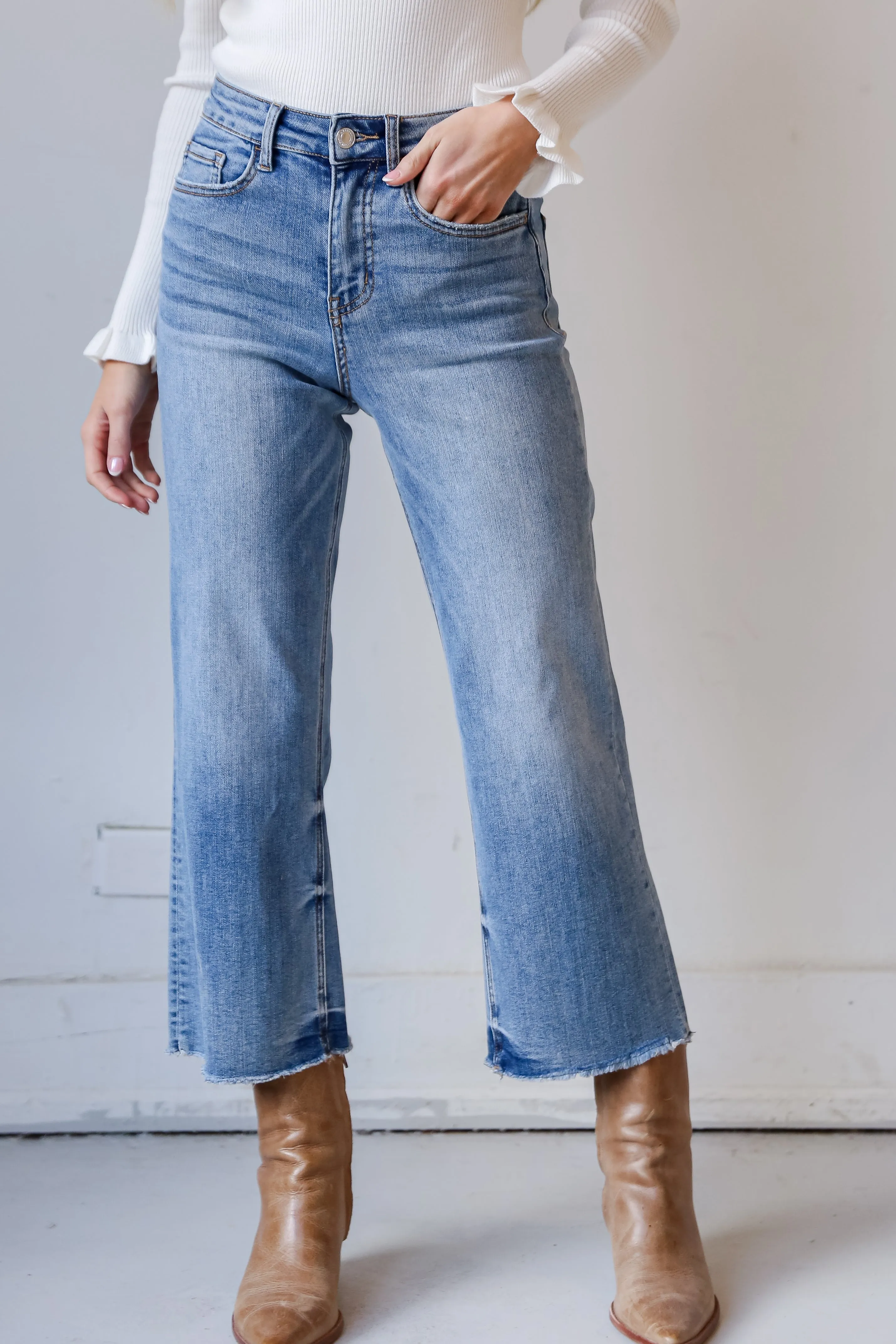 Olivia Medium Wash Wide Leg Jeans