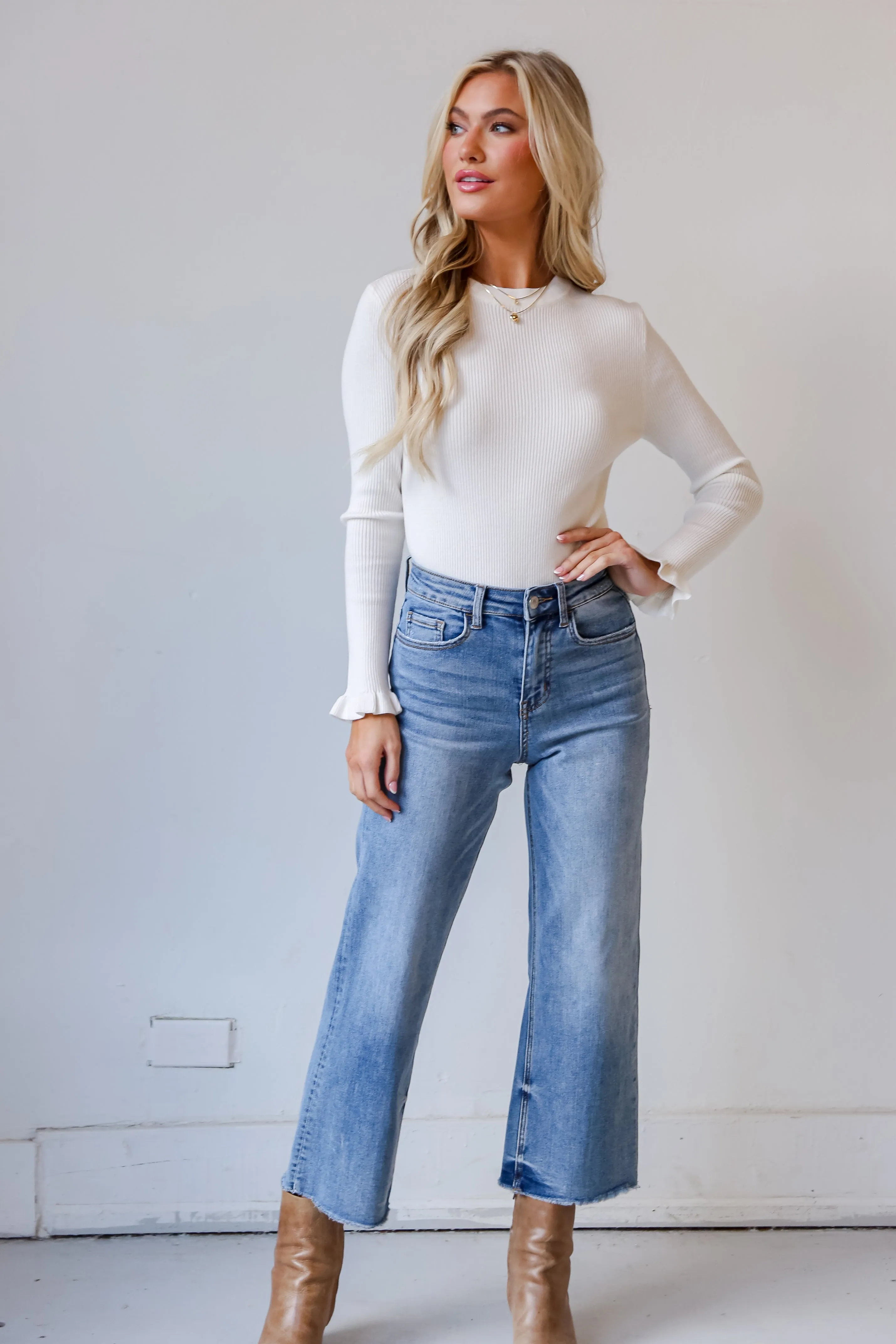 Olivia Medium Wash Wide Leg Jeans