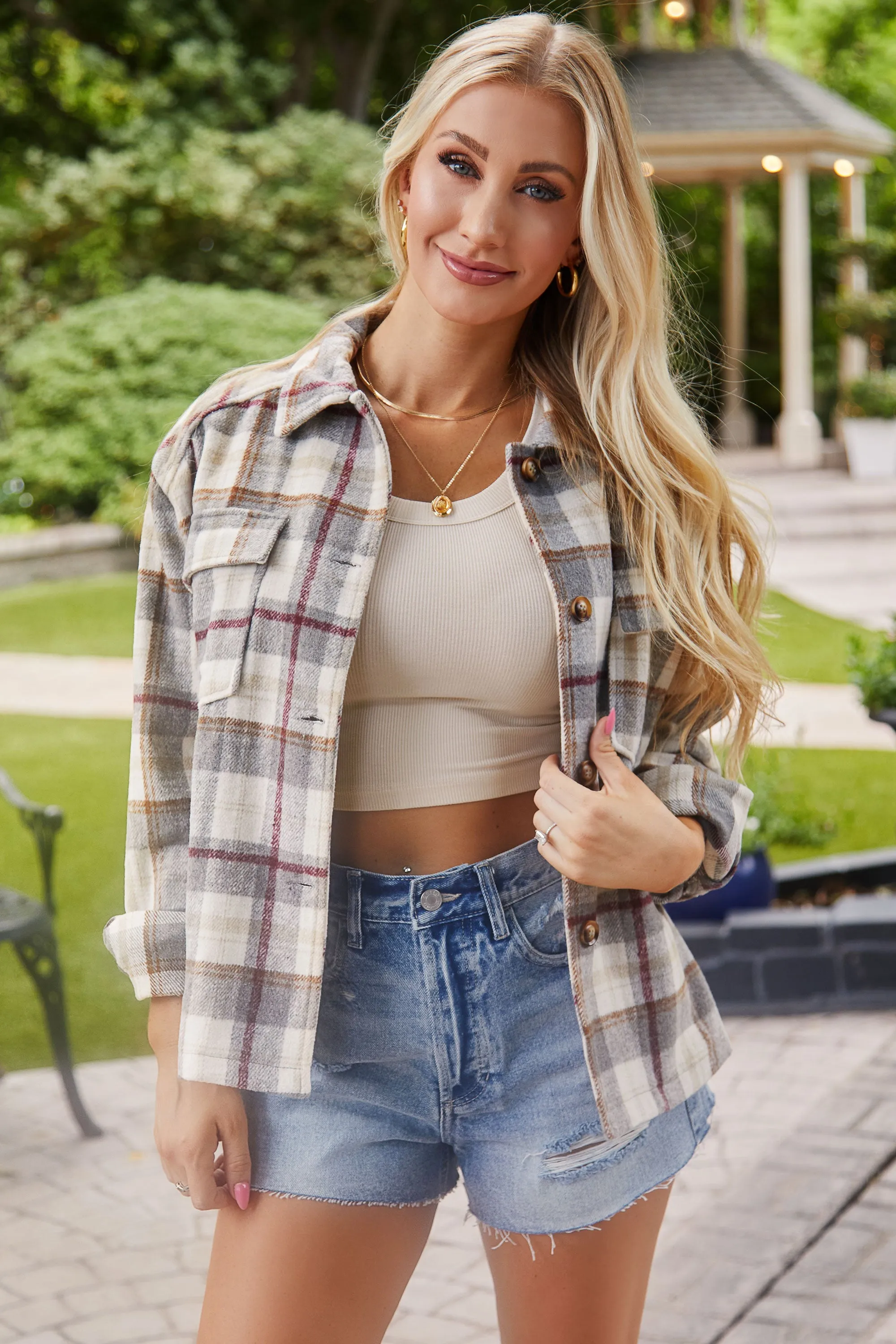 Ora Ivory Plaid Shacket