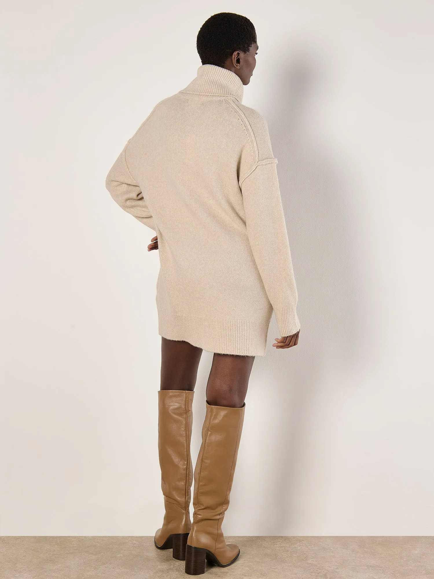 Oversized Raw Edge Sweater Dress