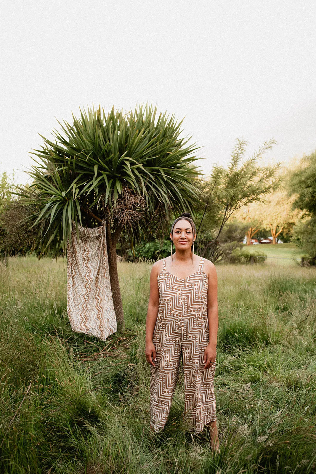 Papakirango Jumpsuit - White & Brown