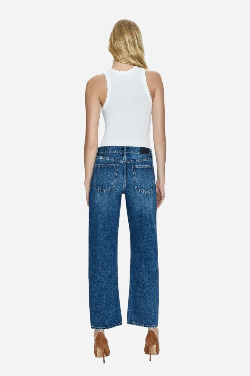 Pistola Lexi Mid Rise Bowed Straight Jeans in Artisan