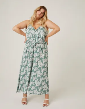 Plus Size Tropical Leaves Jumpsuit