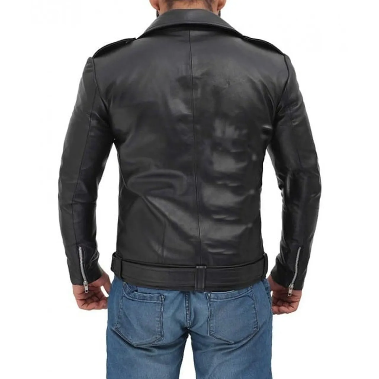 Police Style Leather Motorcycle Jacket