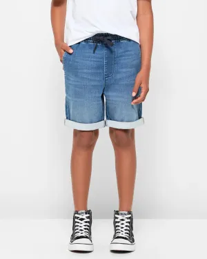 popular  Denim Pull On Shorts - Mid Wash