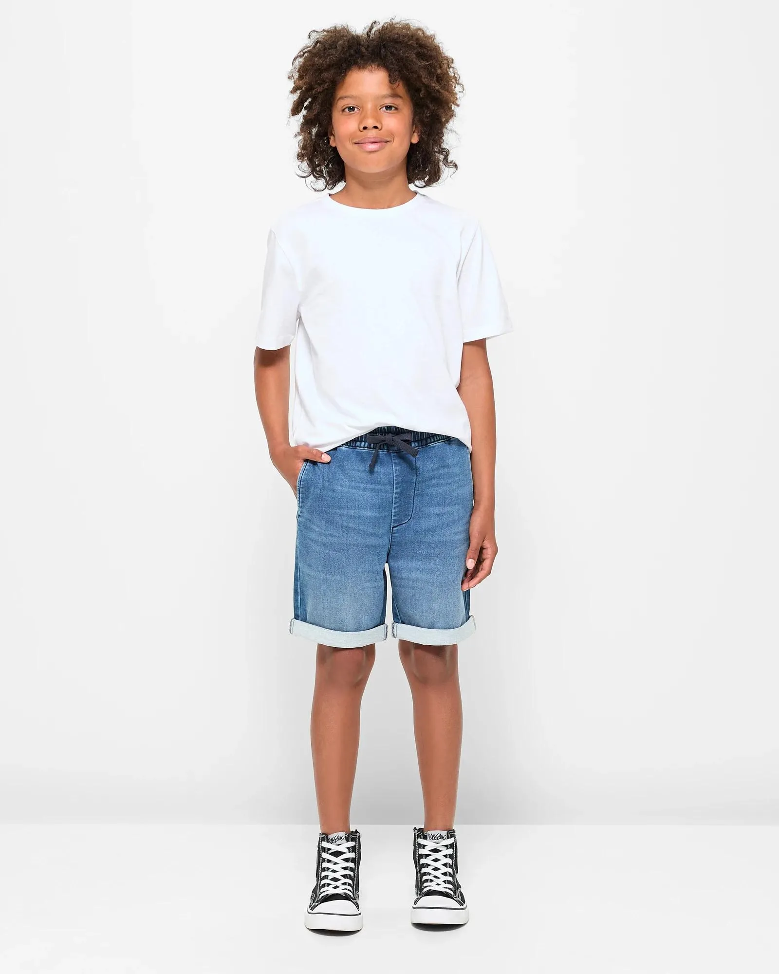 popular  Denim Pull On Shorts - Mid Wash