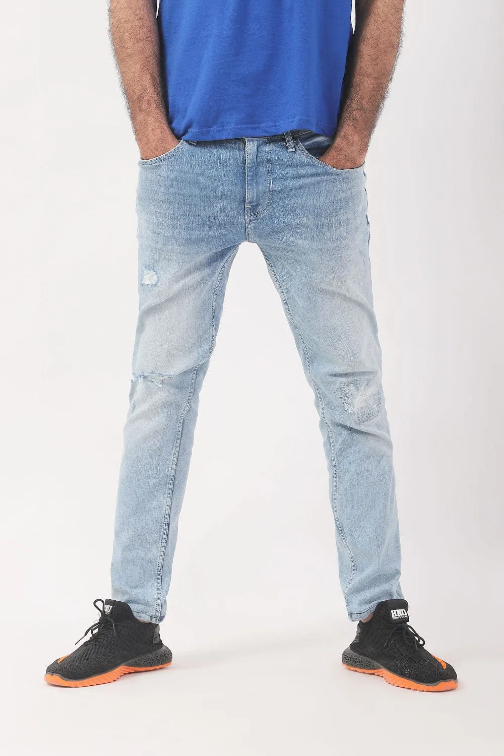 Premium Stone Wash Slim Fit Ripped Jeans