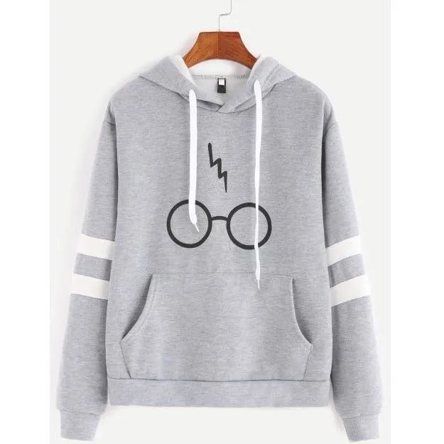 Printed Glasses Fleece Hoodie