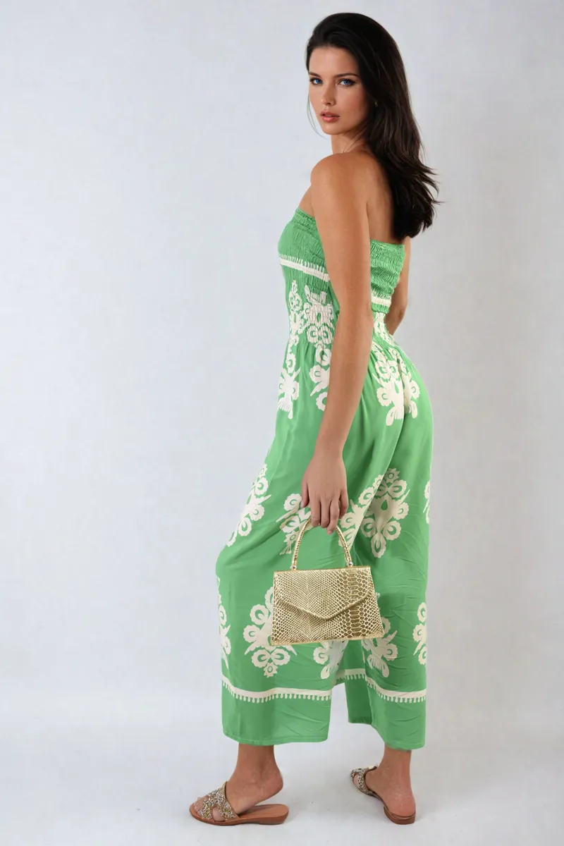 Printed Strapless Jumpsuit