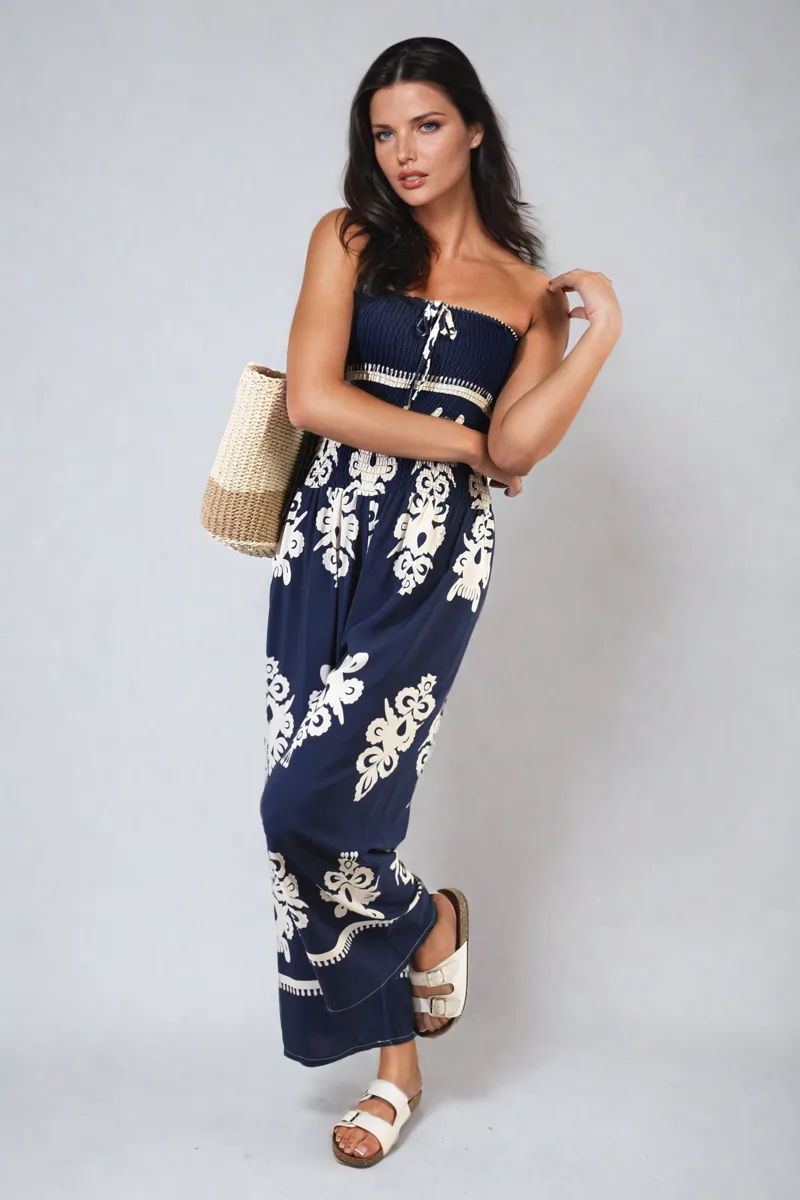 Printed Strapless Jumpsuit