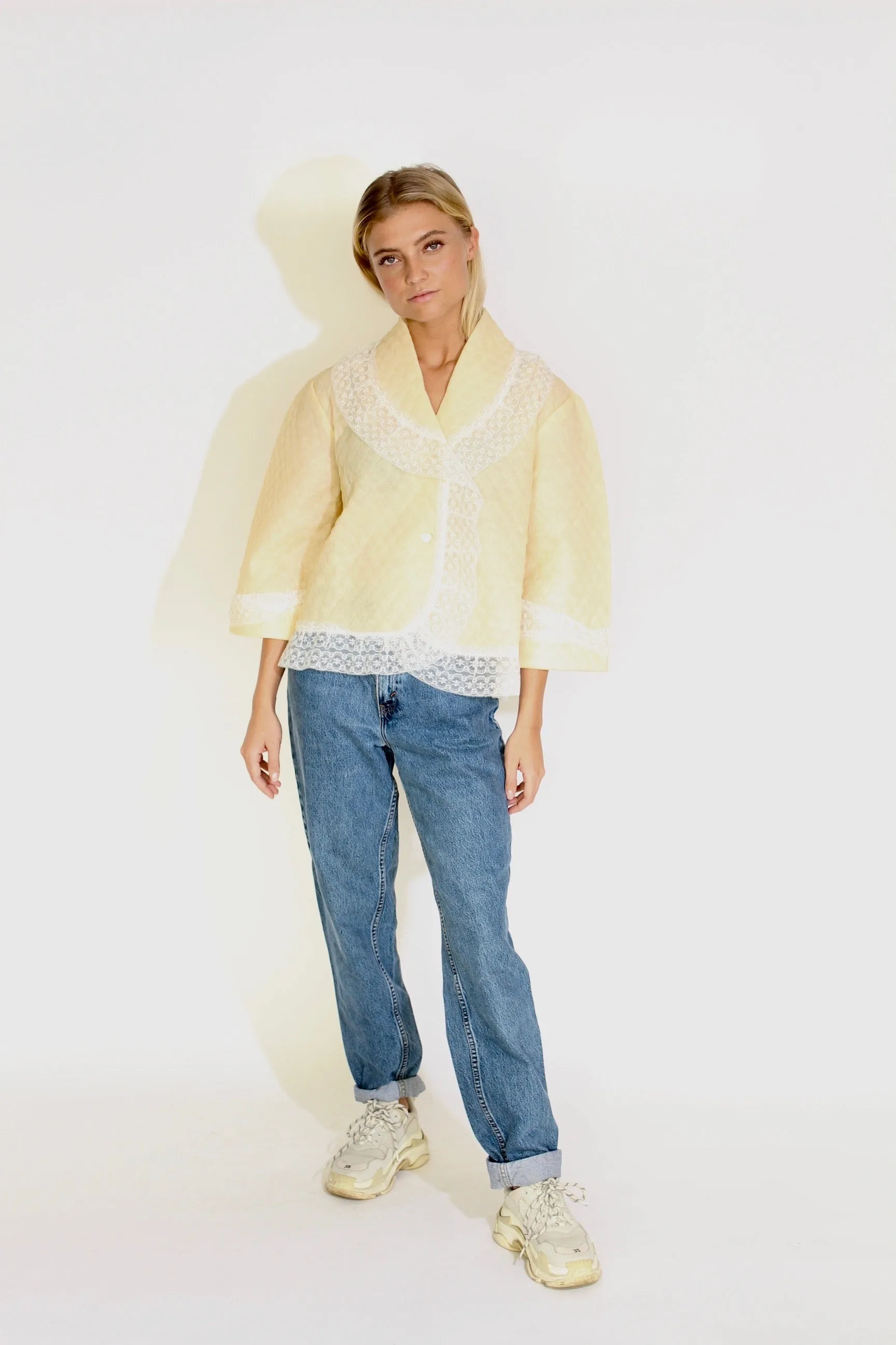 Quilted Pastel Yellow Bed Jacket