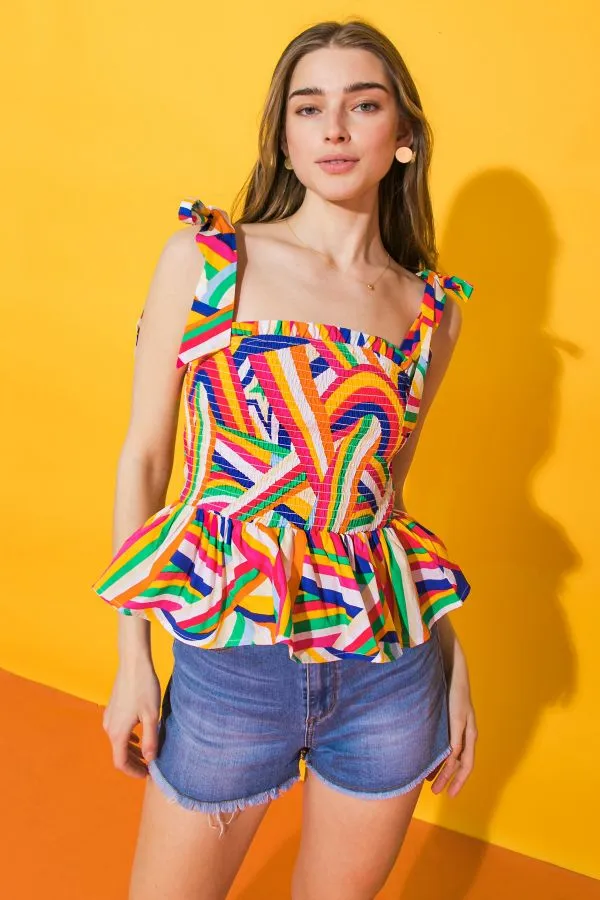 rainbows after the rain poplin top