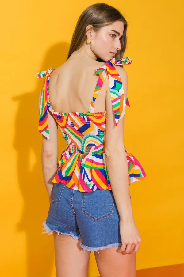 rainbows after the rain poplin top