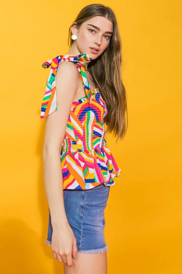 rainbows after the rain poplin top