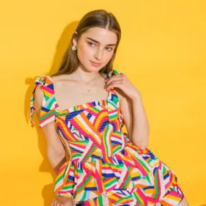 rainbows after the rain poplin top