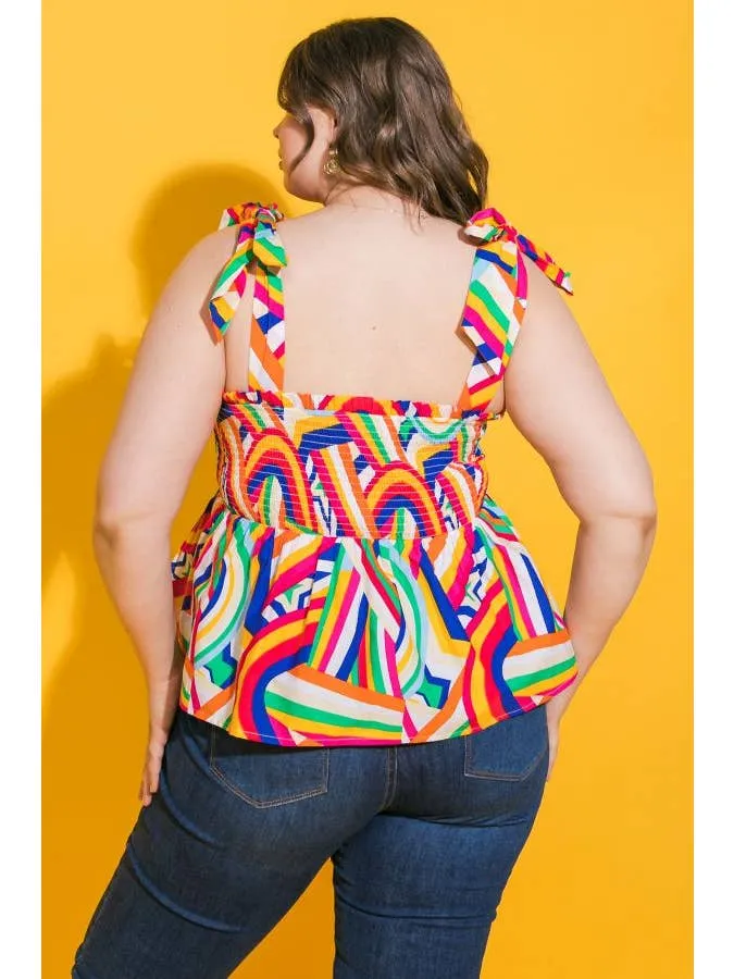 rainbows after the rain poplin top