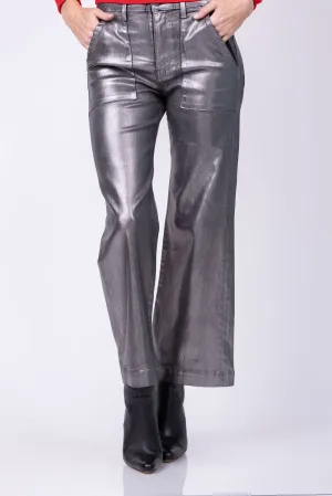 Ramy Brook Cropped Metallic Clifford Jeans in Gunmetal