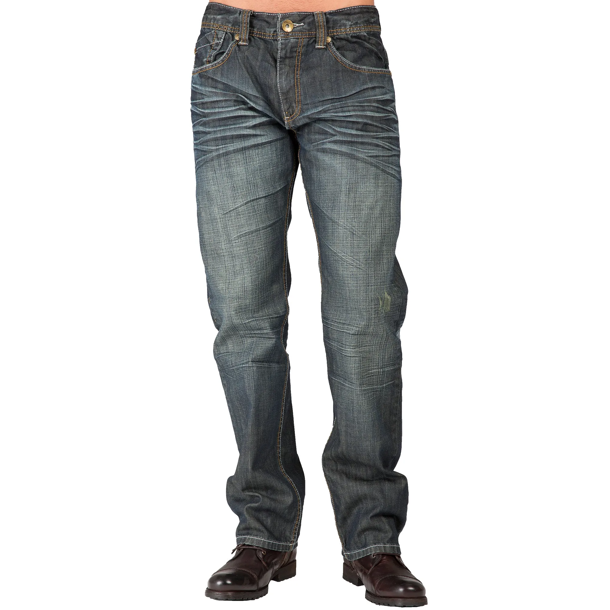 Relaxed Straight Vintage Whisker signature 5 Pocket Jeans With Artisan Scratching