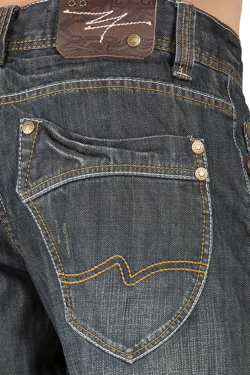 Relaxed Straight Vintage Whisker signature 5 Pocket Jeans With Artisan Scratching