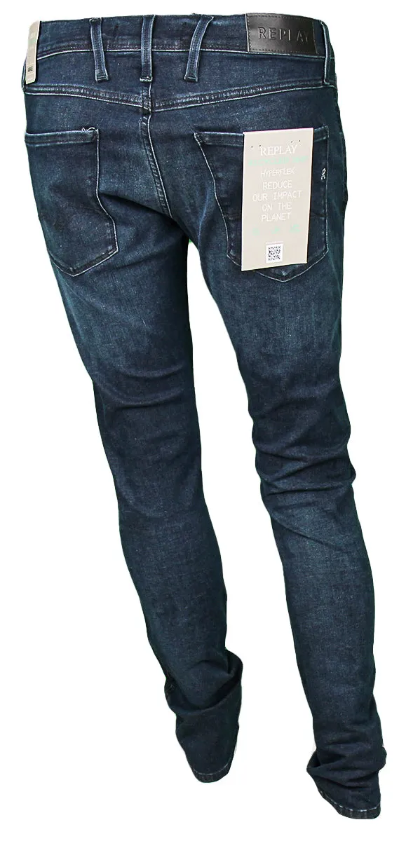 Replay Anbass 360 Hyperflex Dark Blue Jeans For Men