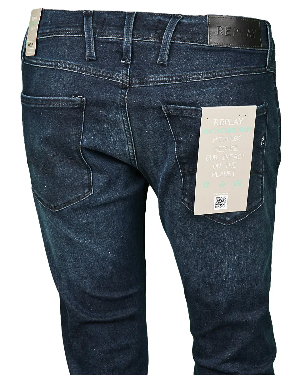 Replay Anbass 360 Hyperflex Dark Blue Jeans For Men