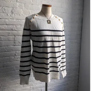 Retro Kawaii Striped Knit Sweater Parisian Granny Chic Light Academia Preppy Top