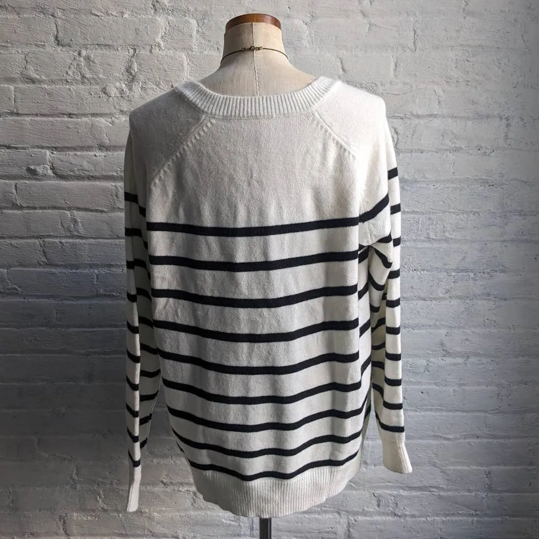 Retro Kawaii Striped Knit Sweater Parisian Granny Chic Light Academia Preppy Top