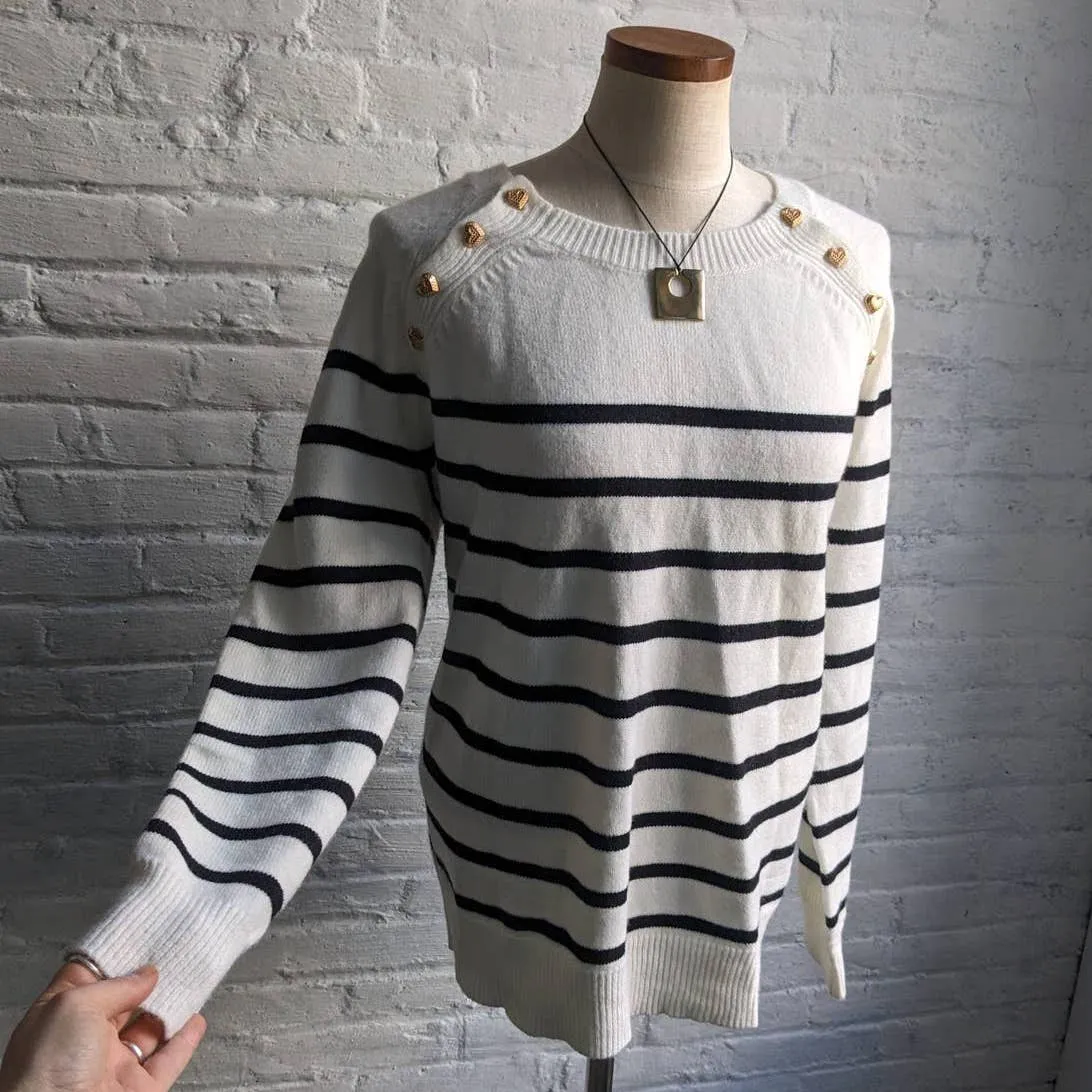 Retro Kawaii Striped Knit Sweater Parisian Granny Chic Light Academia Preppy Top