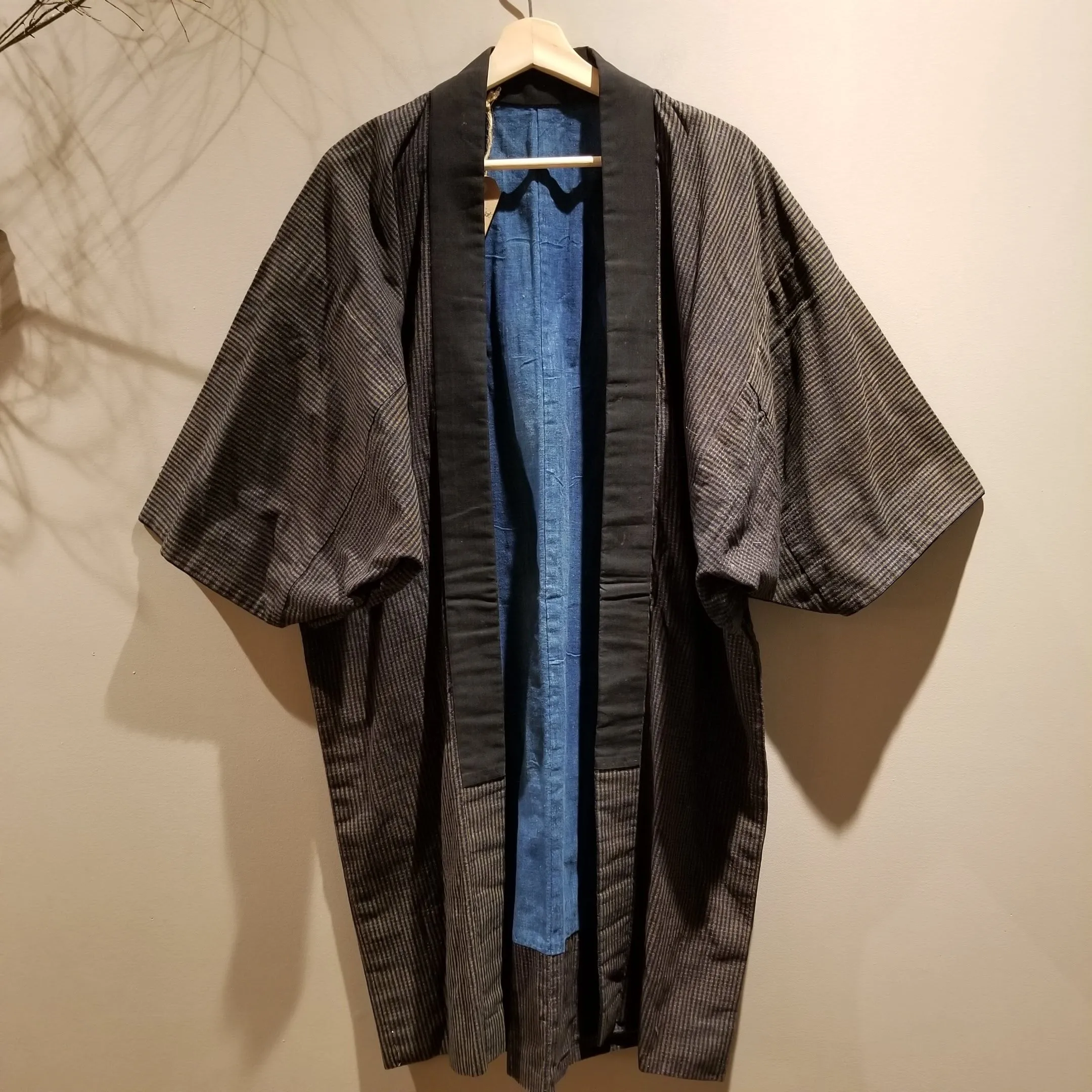 Reversible Indigo Shima Noragi Jacket