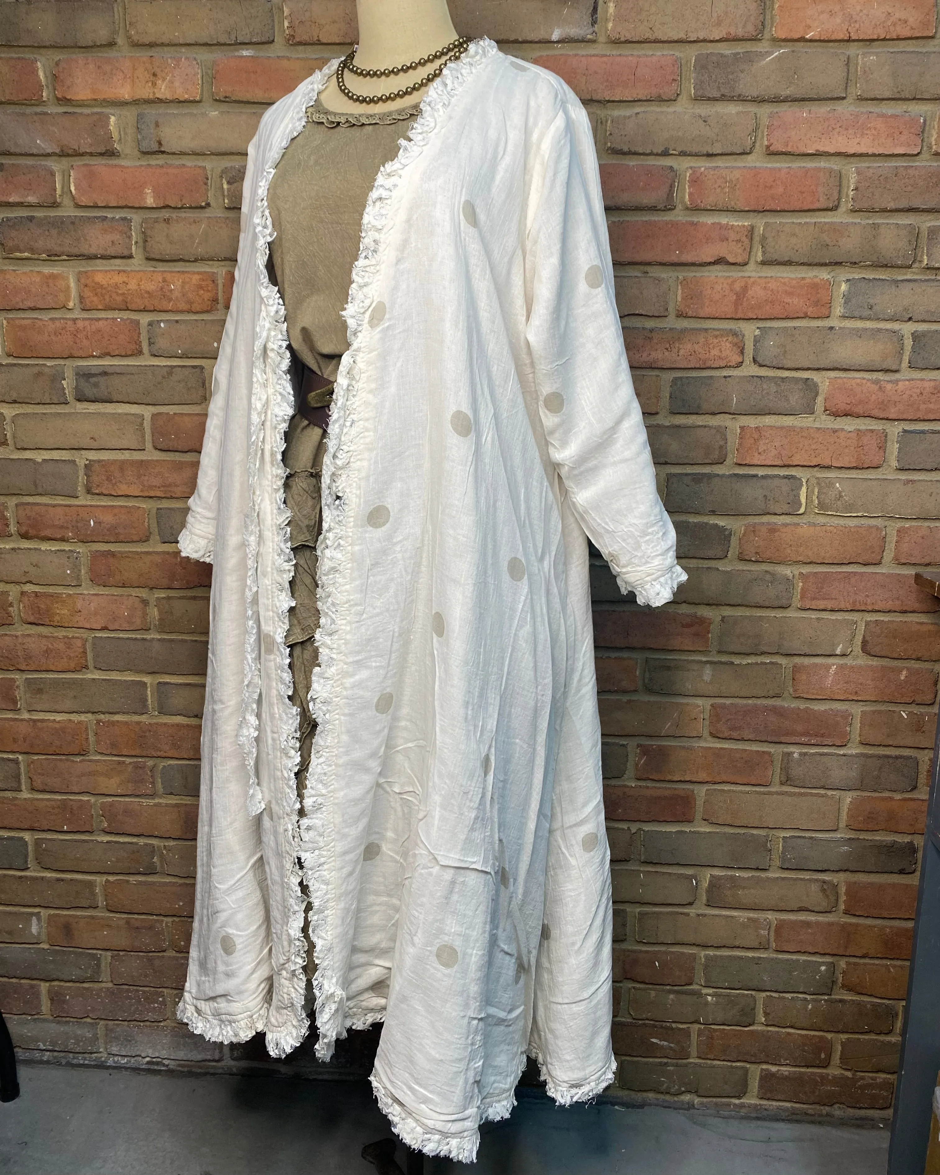 Reversible Long Jacket with Lace Ruffles #415   ONE SIZE