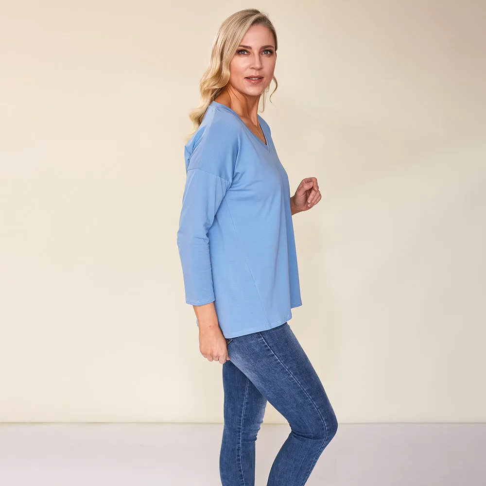 Riley V Neck Top (Blue)